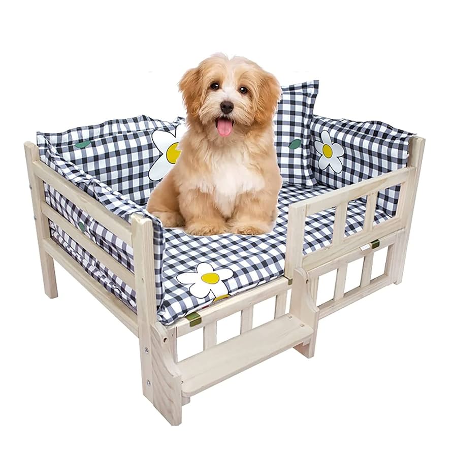 Amazon.co.jp: 犬用ベッド 木製ペットベッド 高さのある犬用