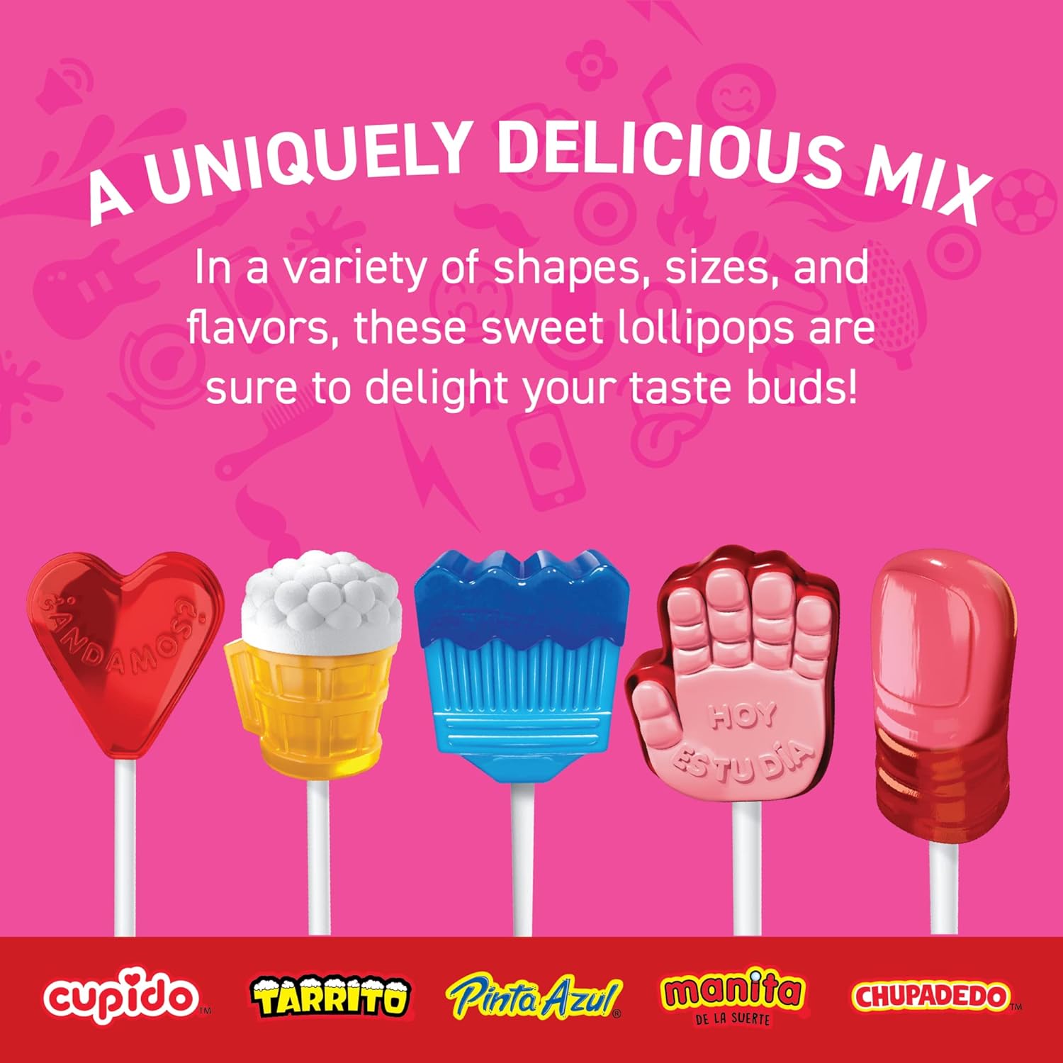 Vero Mix Banda Dulce Assorted Sweet Lollipops, Artificially Flavored, 1 Pound 4.31 Ounces, 40 Count Bag