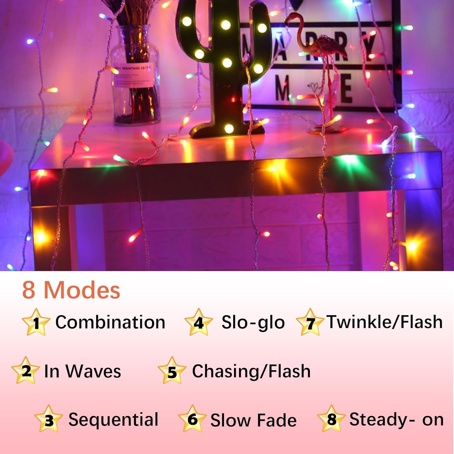 2 Stück Lichterkette Außen Strom 100m 800LED Bunt Lichterketten Innen mit Timer 8 Modi, IP44 Wasserdicht LED Lichterkette Weihnachtsbaum für Garten Balkon Party(Transparente Kabel)