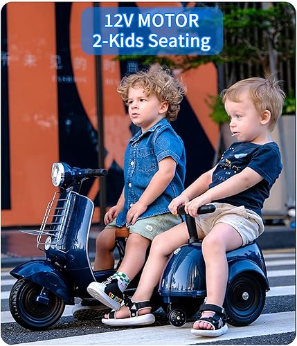 Miniatura 3 de Mestari Motocicleta de 12 V para niños con sidecar, bicicleta eléctrica de 5 ruedas con luces LED, sonido, MP3, USB, motor de 12 V, rojo de 3 años