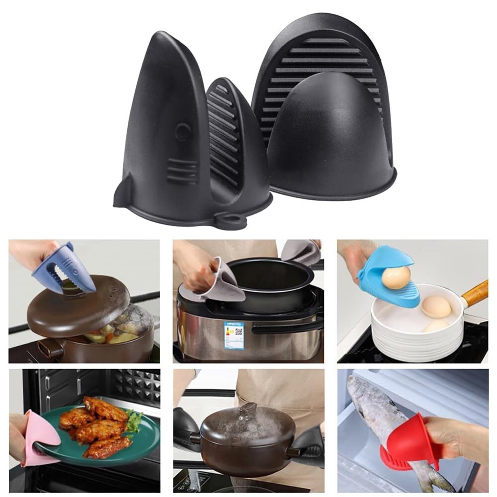 Rękawice Kuchenne, Rękawice Kuchenne Izolowane Silikonem Z Klipsem Do Gotowania I Pieczenia W Frytkownicy Pieczenia(Black,12cm)