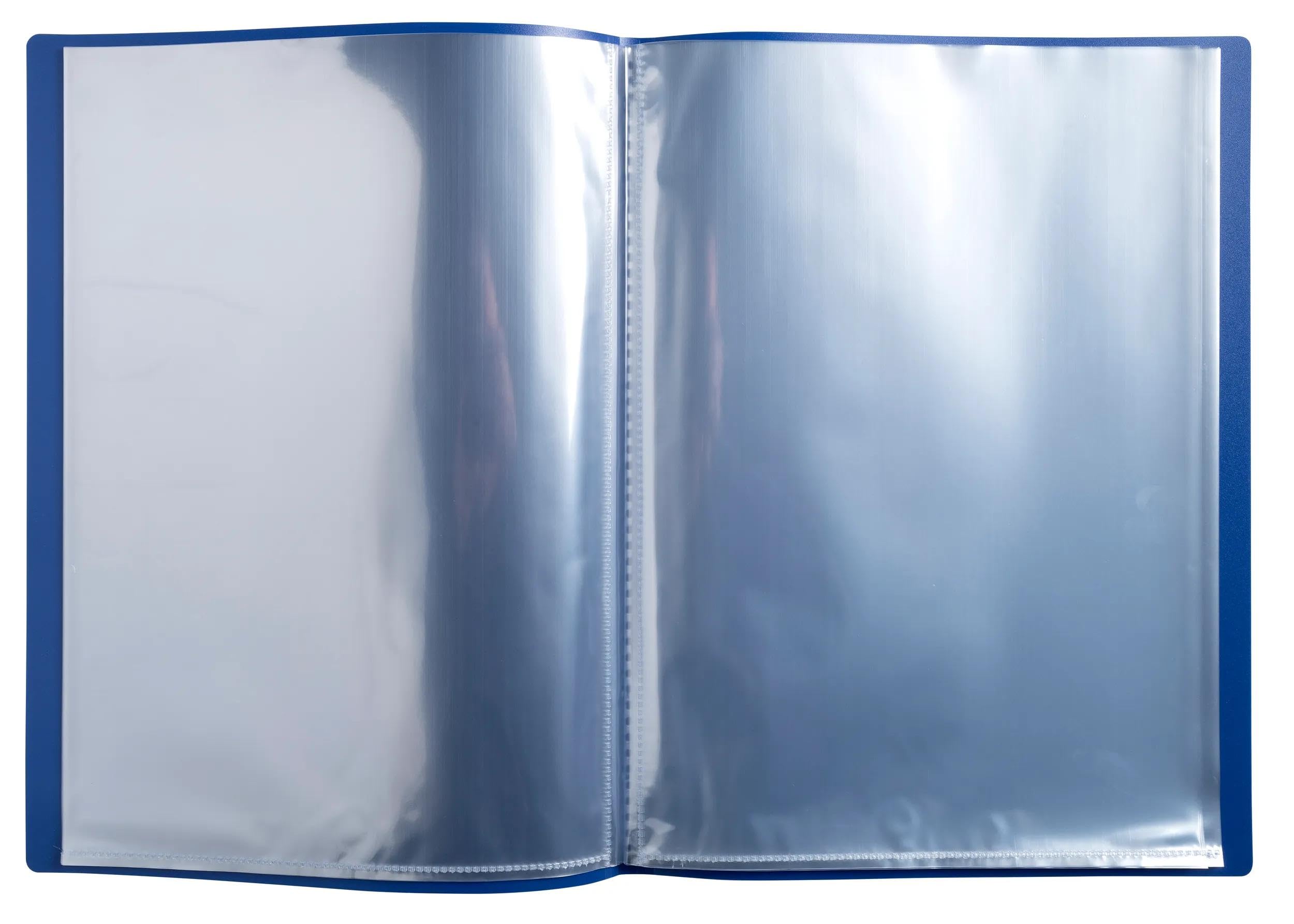 Exacompta 88182E 12er Pack Sichtmappe BeeBlue aus blickdichten Recycling-Kunststoff DIN A4 mit 30 Klarsichthüllen, 60 Sichten, Aktenhülle, Prospekthülle, Marineblau Blauer Engel