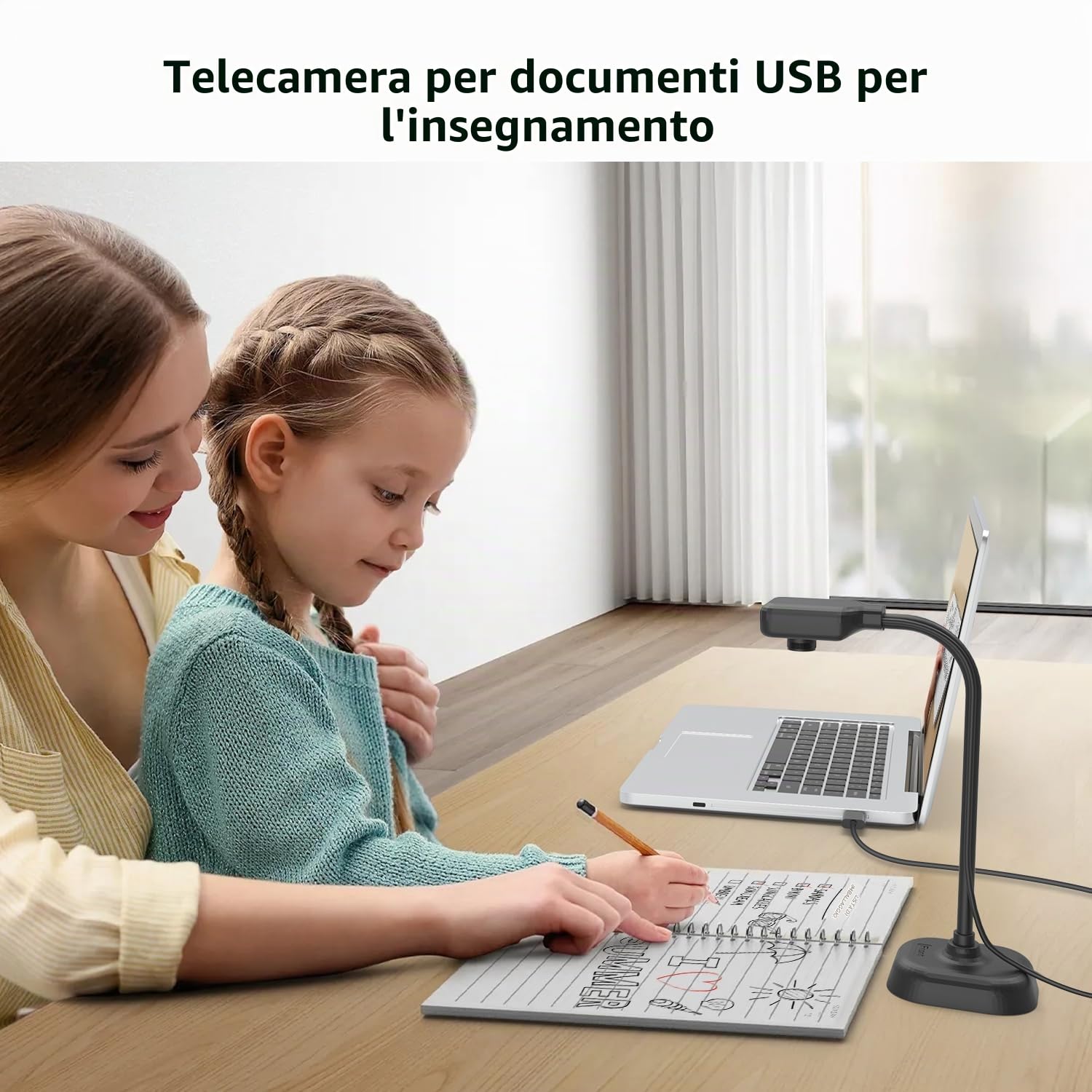Gawerta Telecamera USB per Insegnanti e Classe, Webcam PC per Mac OS, Windows, Chromebook, per Demo Live, Conferenze Web, Apprendimento a Distanza, Insegnamento Remoto