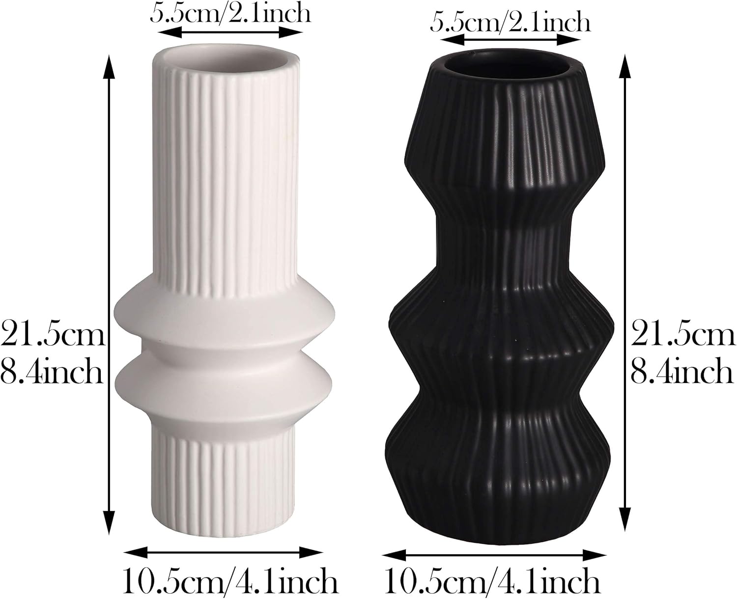 Buy TERESA'S COLLECTIONS Modern Ceramic Vase Set of 2, Black and White