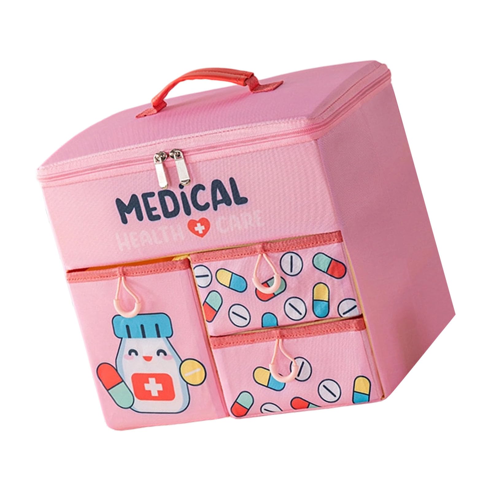 Piceioep Portable Hand Carry Medicine Storage Box Foldable Multiple Drawer Compartment for Organized Home Use Medicine Box