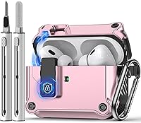 Vista 9 de Compatible con AirPods Pro 2ª/1ª generación, estuche con cierre magnético automático y kit de limpieza, compatible con funda Magsafe - Negro