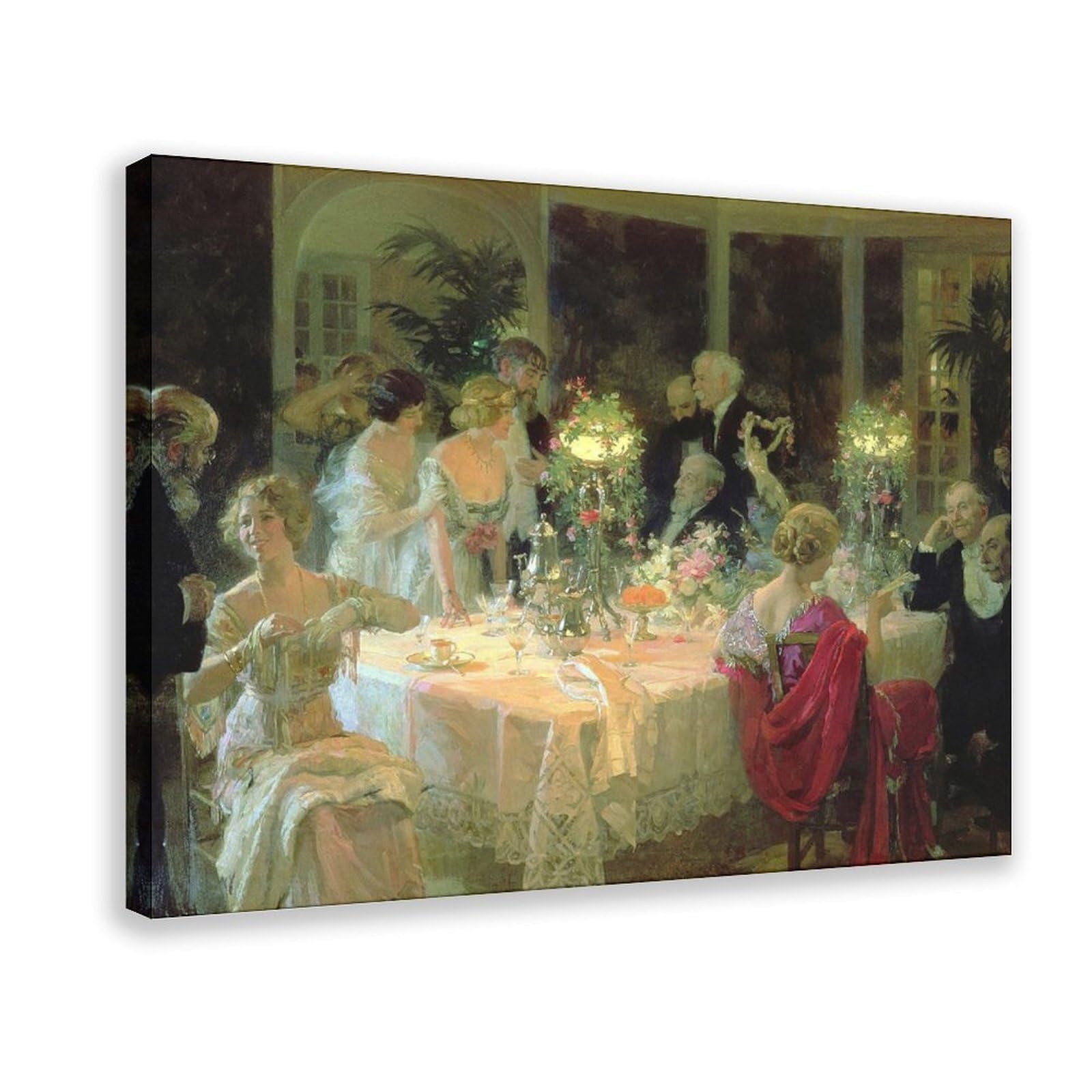 DFJyjFGJJ Jules Alexandre Grun,The End of Dinner Canvas Poster Bedroom Sports Landscape Office Room Decor Gift 12" L X 18" W