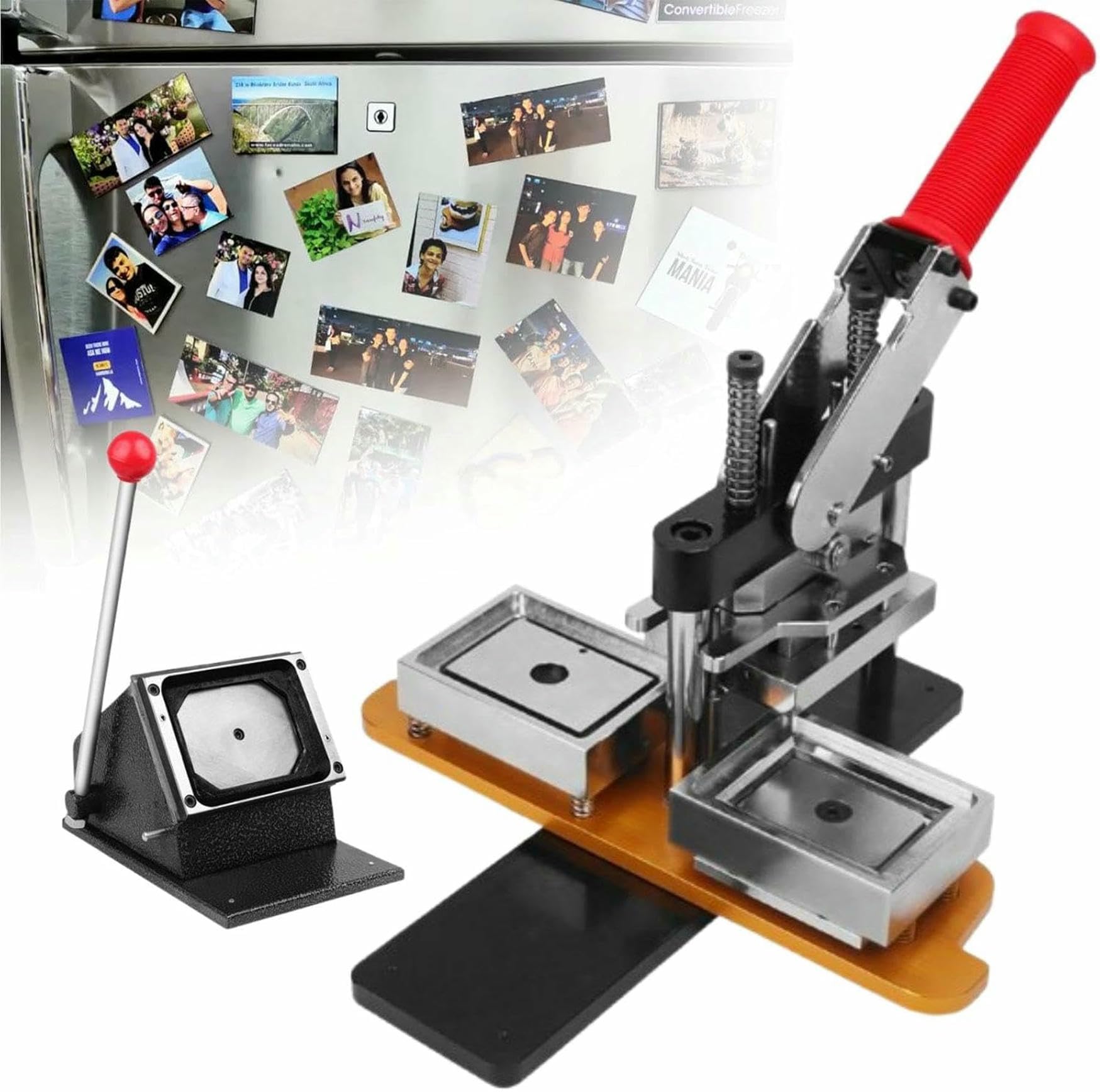 JKJZSALJ Badge Maker Machine,Square Magnetic Button Making Kit,Badge Making Machine With 100 Sets Of Supplies For Making Square Magnetic Buttons,Badge Making Machine With,53 * 80Mm,63.,63.5 * 63.5mm