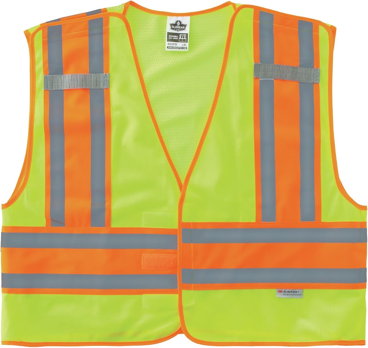 Chaleco reflectante de seguridad pública, alta visibilidad, compatible con ANSI, separable, L/XL, Ergodyne GloWear 8245PSV
