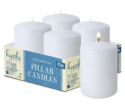 HYOOLA White Pillar Candles 2x3 Inch - Unscented Pillar Candles