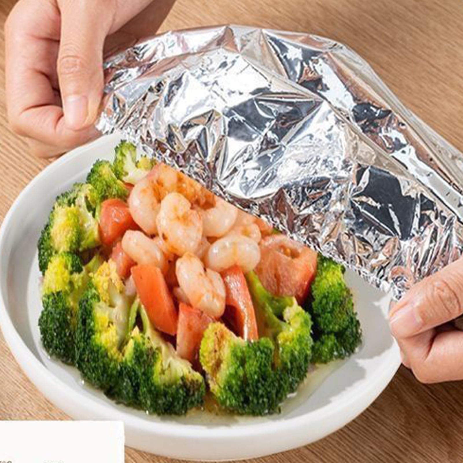 Foil Wrap - Coperture in alluminio riutilizzabili da 50 pezzi, coperture per isolanti elastiche, fogli di stoccaggio di alimenti | Sigillante termico per contenitori da cucina contenitori per verdure