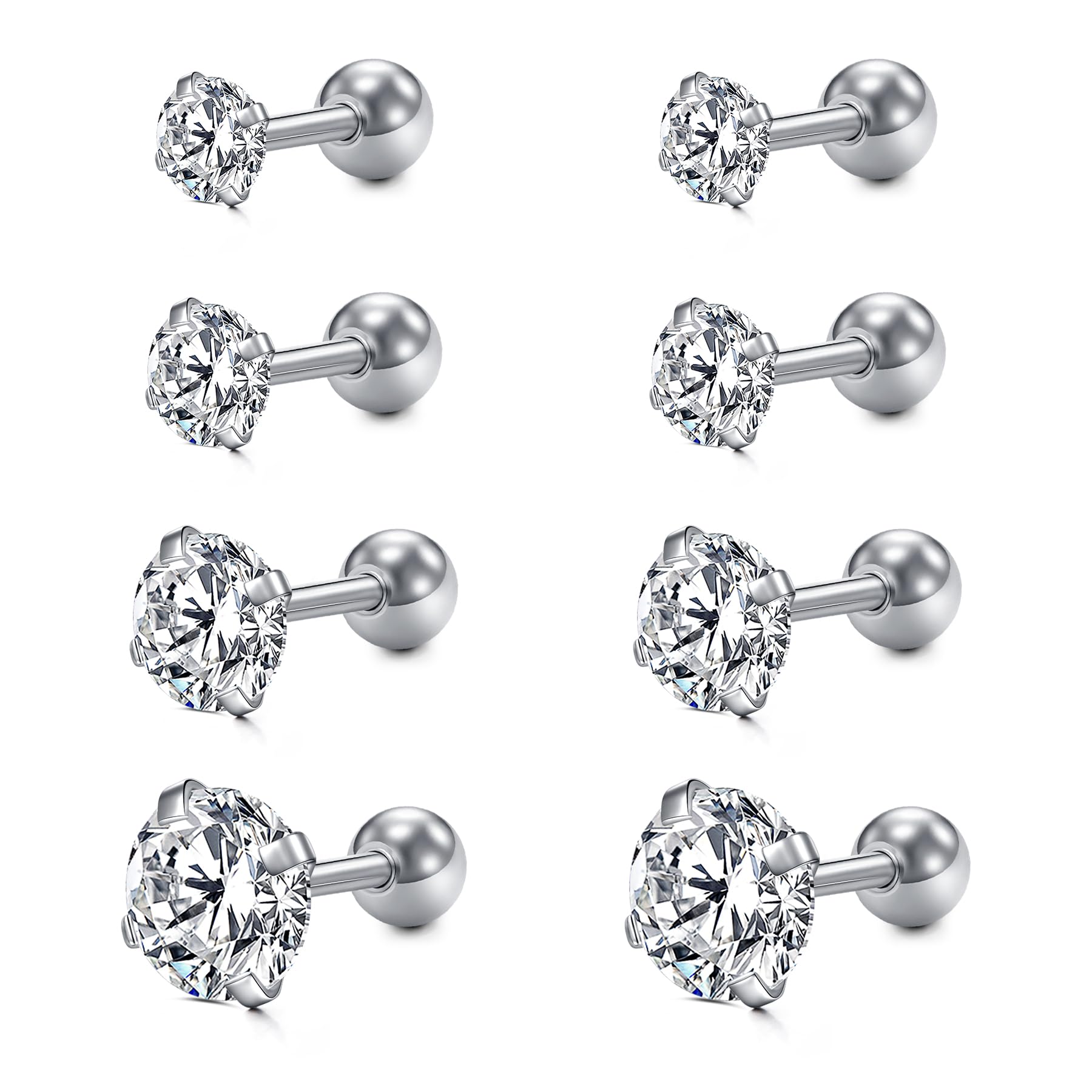QSKISS 16G Flat Back Piercing Ohrs Push In Knorpelpiercing Kettenpiercing Ohr Für Frauen Edelstahl Hypoallergen Fadenloses Tragus Piercing