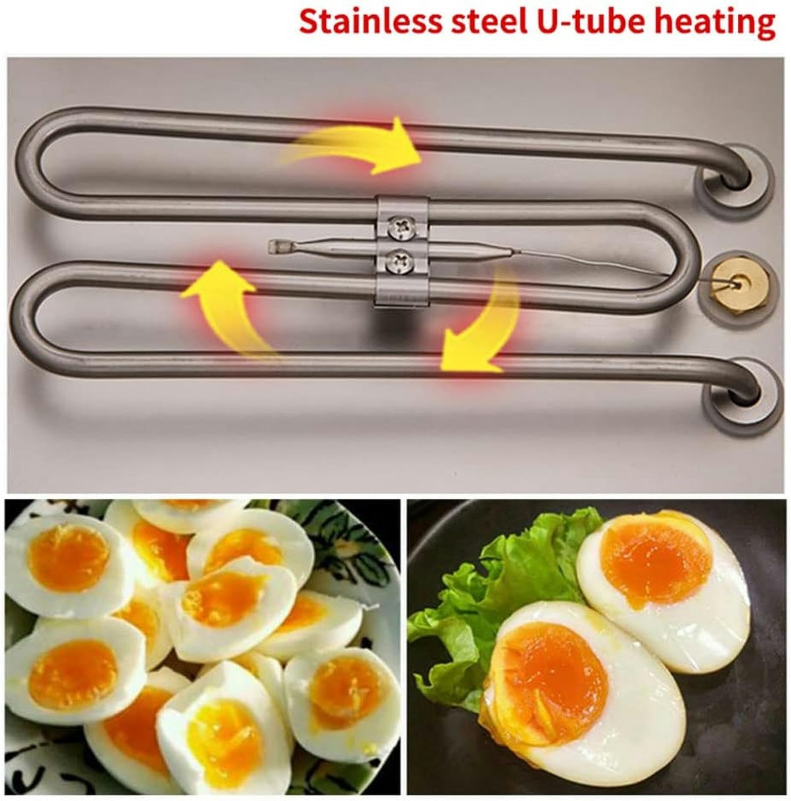 Cocedor de Huevos eléctrico Comercial de 2600 W con Temporizador, Rango de tempemporizador, Rango de Temperatura de 30 a 110 Grados, 60 Unidades de Gran Capacidad, para Cocina y Restaurante.