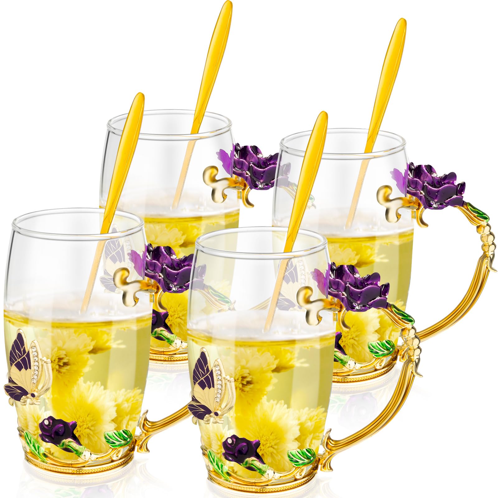 Tasse à thé en verre rose violet Tioncy, cadeau anniversaire et fête des mères parfait