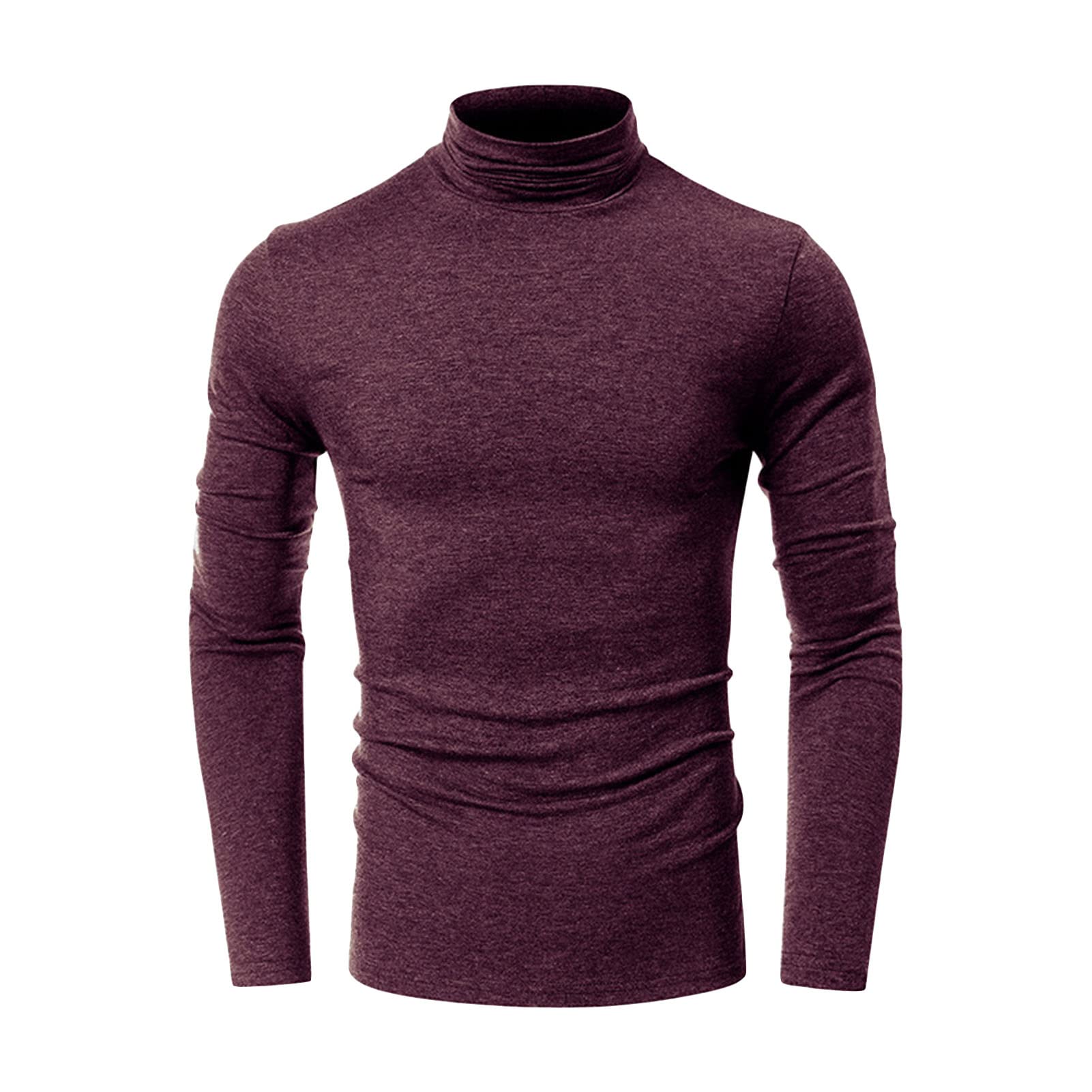 Slim-Fit Tops for Men Fashion Mock Turtleneck T-Shirts Long Sleeve Pullover Sweater Basic Designed Undershirt Shirts (Dark Coffee,X-Large)
