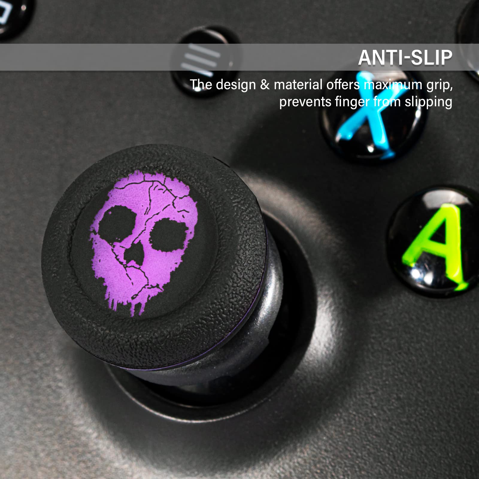 Playrealm FPS Thumbstick Grip Agarres para el Pulgar Extensor Y Impresión Caucho Silicona Apretón Cubrir 2 juegos para Controlador Xbox Series X/S y Xbox One (Fantasma Púrpura)