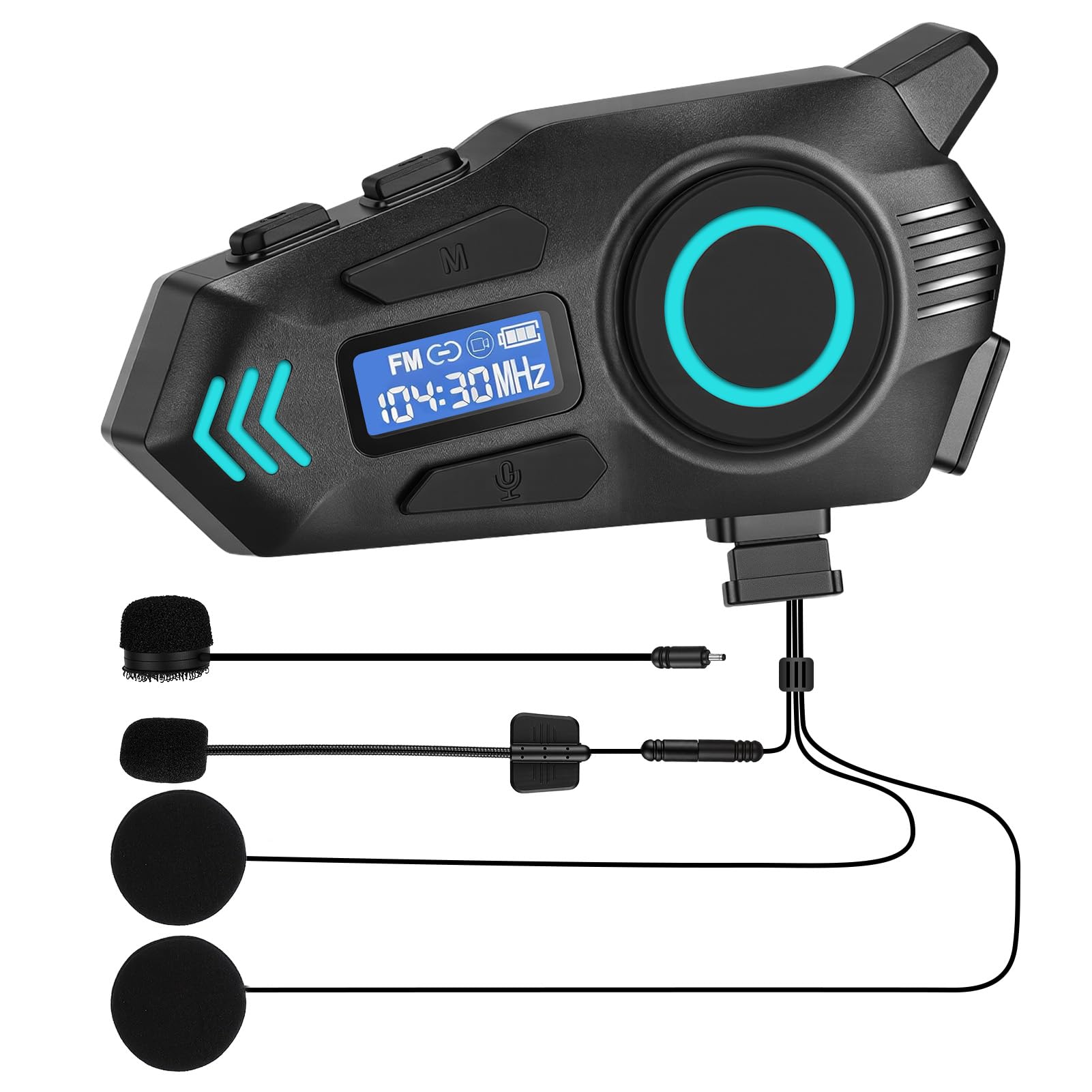 Auricolare Bluetooth per Casco da Moto, Interfono Moto con IP65 Impermeabile, doppia tecnologia intelligente di riduzione del rumore, 500m Comunicazione, schermo digitale, Autonomia di 40 ore