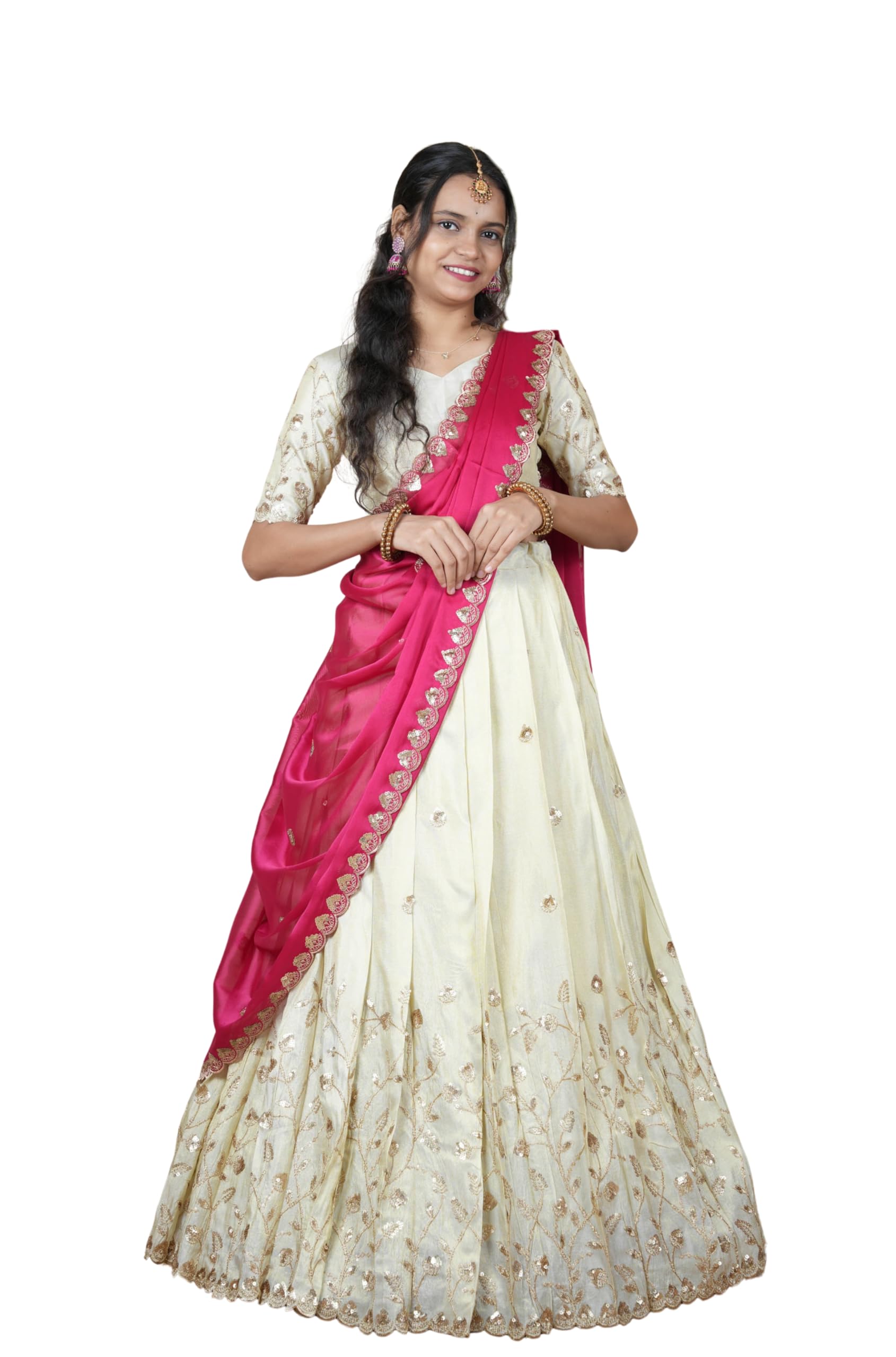 Beautiful Unstitch South Indian Lehenga Choli for Women-image-32