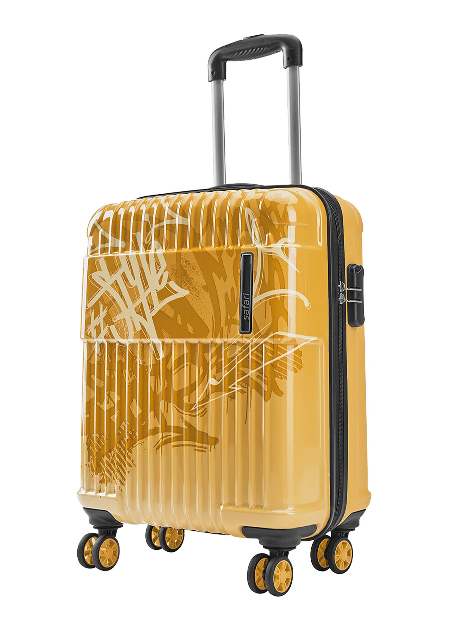 Scrib Cabin 8 Wheels 55cm Carry on Trolley Bag Hard Case Polycarbonate 360 Degree Wheeling System Luggage, Trolley Bags for Travel, Suitcase for Travel, Amber Dune Printed-image-24