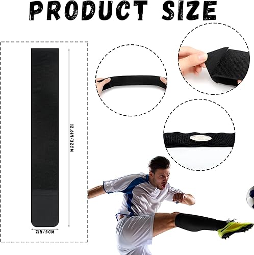 Vista 4 de Cuffbow Juego de 4 calcetines de fútbol con agarre para hombre, almohadillas de agarre antideslizantes para espinilleras, correas de protección