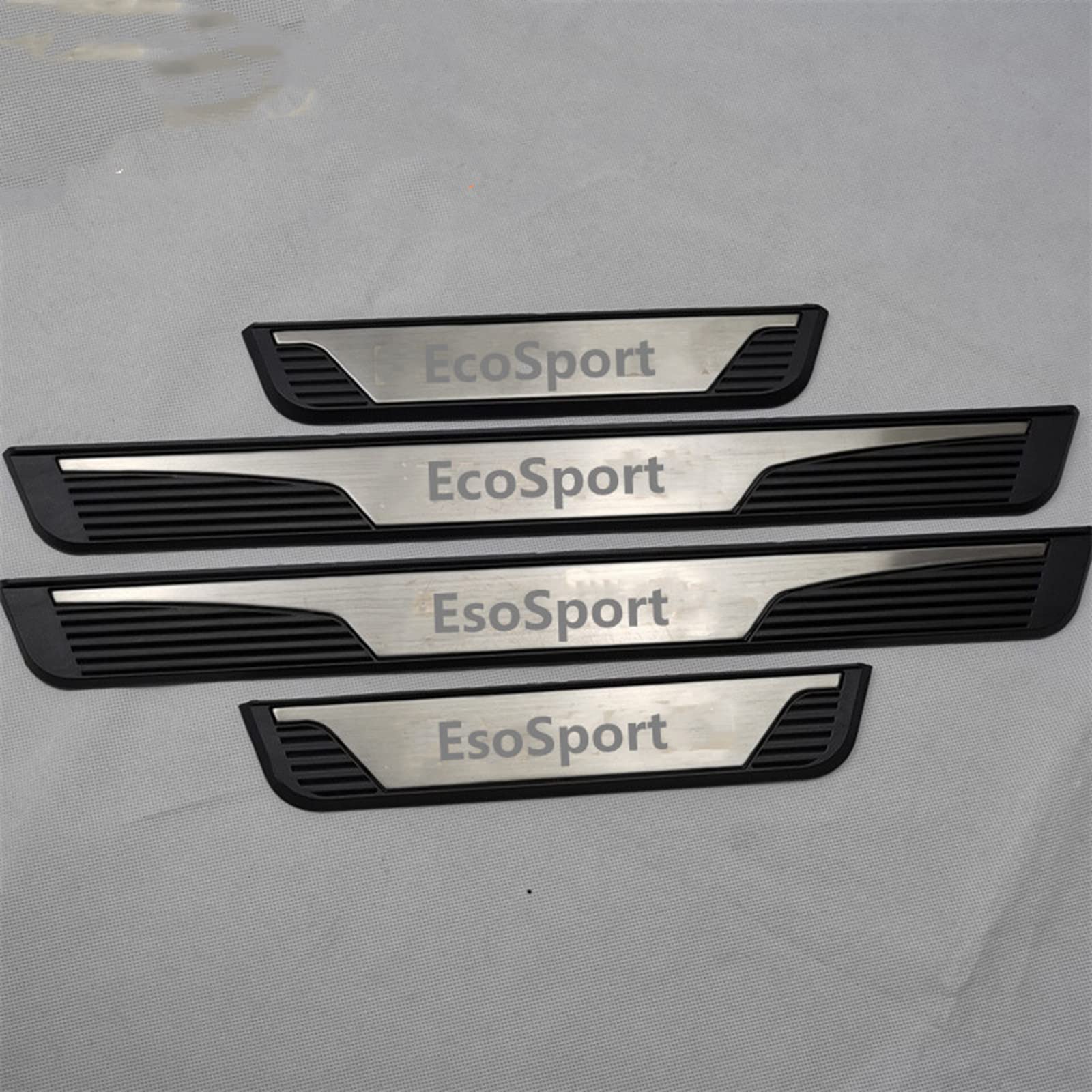 Jymlov Silver 4Pcs Car Door Sill Protector Strips Stainless Steel Threshold Protective Film Kick Plate Cover Sticker For Fo-Rd Ecosport 2013 2014 2015 2016 2017 2018 2019 Car Accessories,