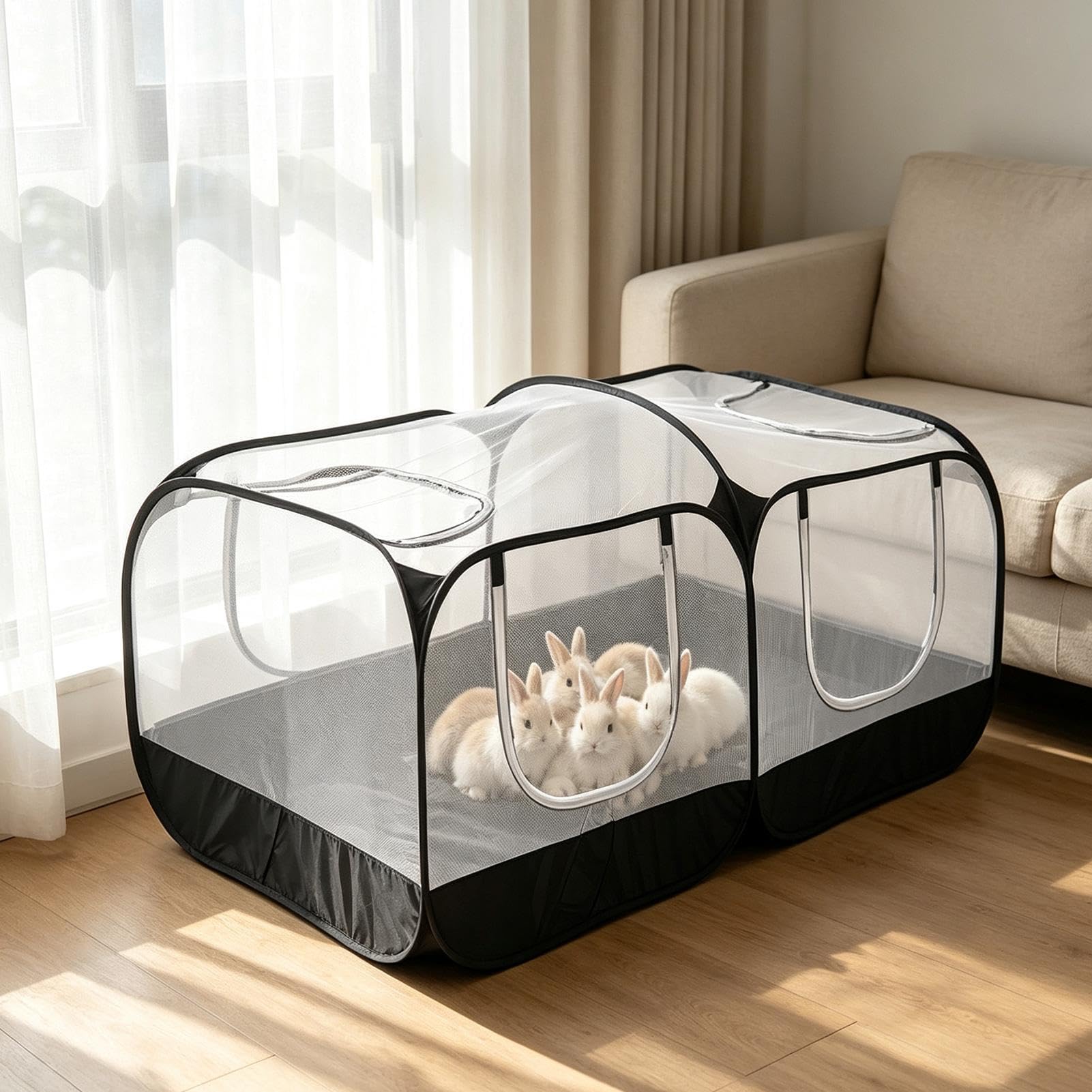 Recinto per Animali Domestici Ampio Recinto Traspirante Pieghevole in Rete | Pollaio Portatile Piccoli Animali Cuccioli Conigli Porcellini D'Furetti Soggiorno Balcone Giardino