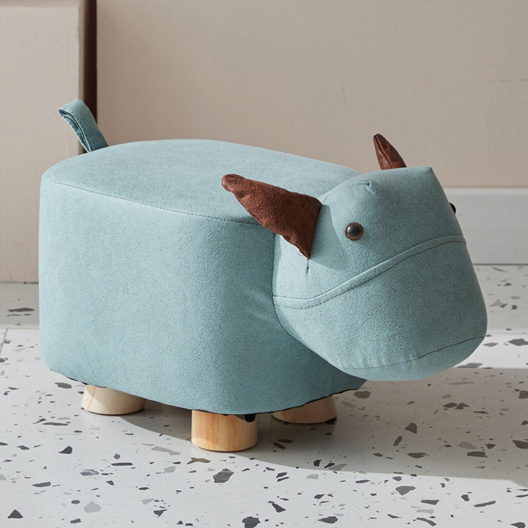 Repose-Pieds en Tissu Technologie Vache Design 43x24x23cm