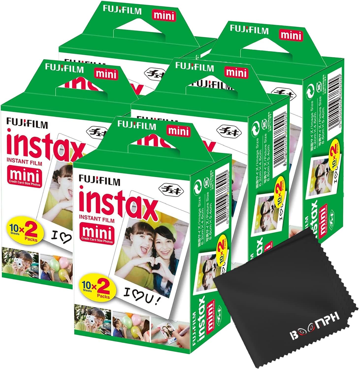 Instax Mini Instant Camera Film: 100 Shoots Total, (10 Sheets x 10) - Capture Memories Anytime, Anywhere-Boomph's Comprehensive Ultimate Performance Cloth Solution for Perfect Picture Quality
