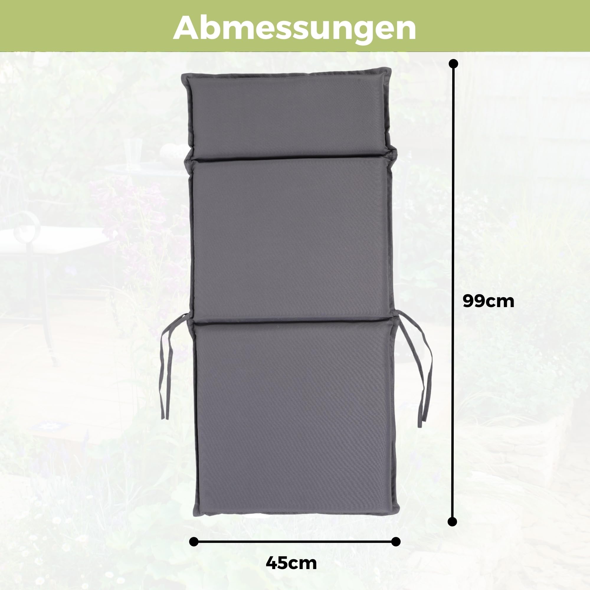ALBATROS Gartenstuhl Sitzauflage 4er Set Gartenstuhlauflagen Sitzpolster Sitzkissen Outdoor Anthrazit 99x45cm, Hochlehner Auflage UV Beständig wasserabweisend geeignet für Klappstühle