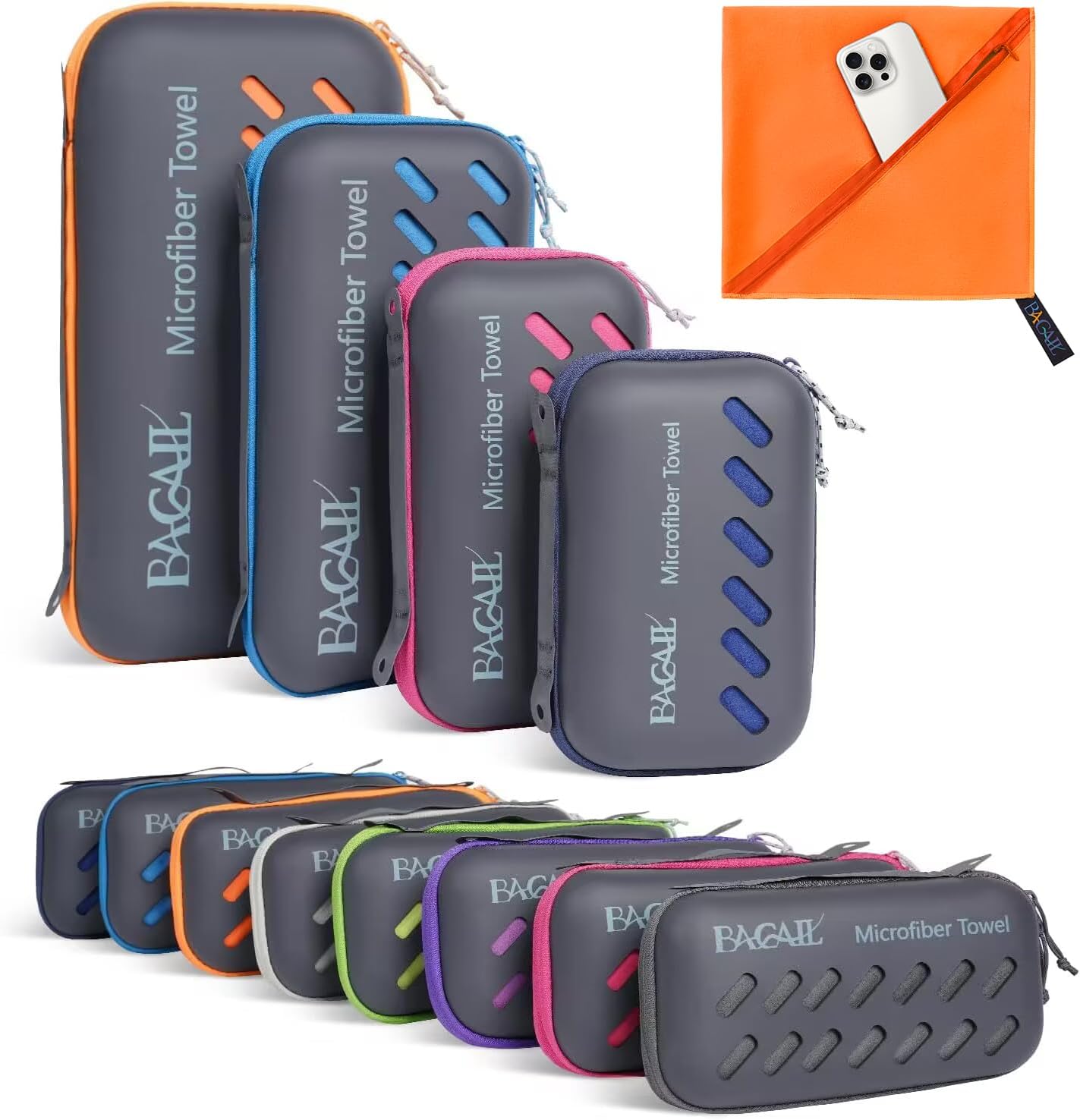 BAGAIL Camping Towel with EVA Case, Compact & Ultra Soft Microfiber Travel Towel – Super Absorbent & Lightweight Quick Dry Towels for Sports, Beach, Gym, Backpacking, Hiking and Yoga BAGAIL Camping Towel with EVA Case, Compact & Ultra Soft Microfiber Travel Towel – Super Absorbent & Lightweight Quick Dry Towels for Sports, Beach, Gym, Backpacking, Hiking and Yoga