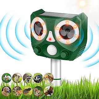 Ultrasonic Animal Repeller Outdoor, Ultrasonic Animal Deterrent Solar Dog Chaser, Ultrasonic Solar Powered Animal Repeller...