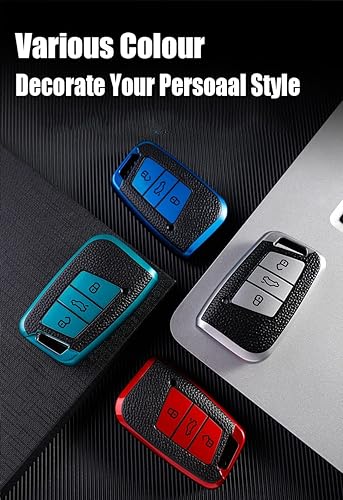 Miniatura 7 de HIBEYO Funda para llavero de automóvil de TPU con llavero para Volkswagen VW Atlas Golf Alltrack Jetta Passat Tiguan Arteon Funda para llave de