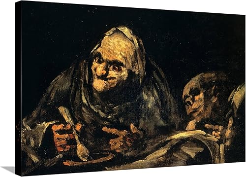 ART.COM Lienzo decorativo para pared, diseño de dos ancianos comiendo sopa por Francisco de Goya, decoración figurativa, 36 x 24 pulgadas