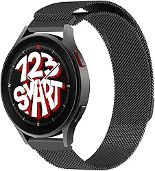 Pulseira Milanese de Aço compatível com Galaxy Watch 4 Watch 5 Watch 6 Watch 7 40mm 42mm 43mm 44mm 45mm 46mm 47mm R900 R910 R920 R905 R915 R925 R860 R870 R880 R890 SM-SM-L300 L310 l315 L305 - Preto
