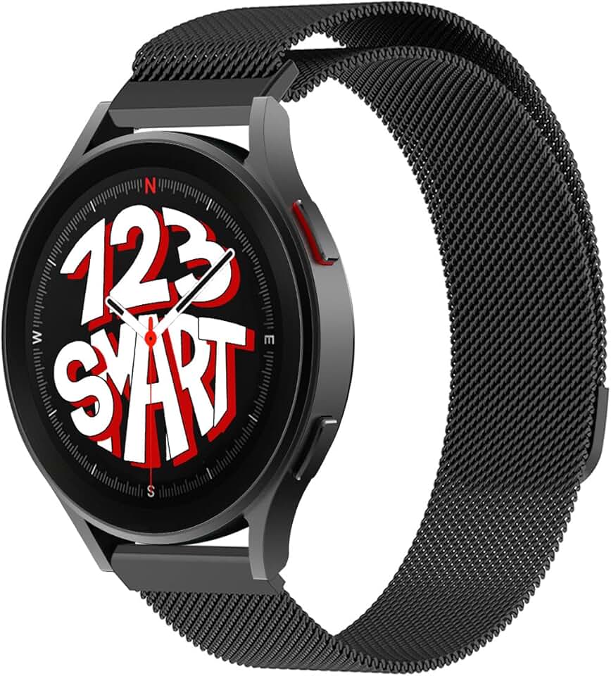 Pulseira Milanese de Aço compatível com Galaxy Watch 4 Watch 5 Watch 6 Watch 7 40mm 42mm 43mm 44mm 45mm 46mm 47mm R900 R910 R920 R905 R915 R925 R860 R870 R880 R890 SM-SM-L300 L310 l315 L305 - Preto