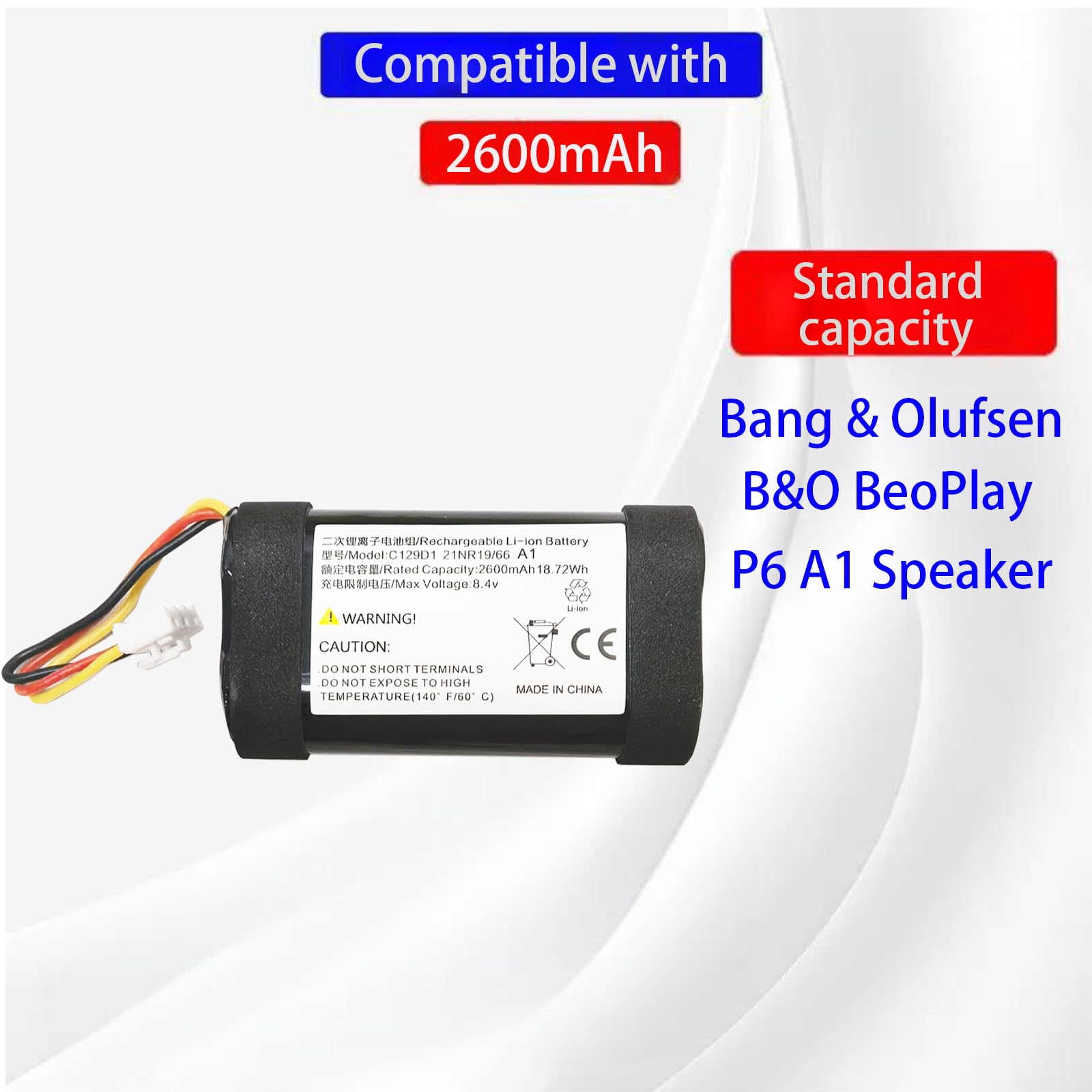 C129D1 - Batteria di ricambio compatibile con Bang & Olufsen B&O BeoPlay P6 A1 Speaker C129d1 C129d3