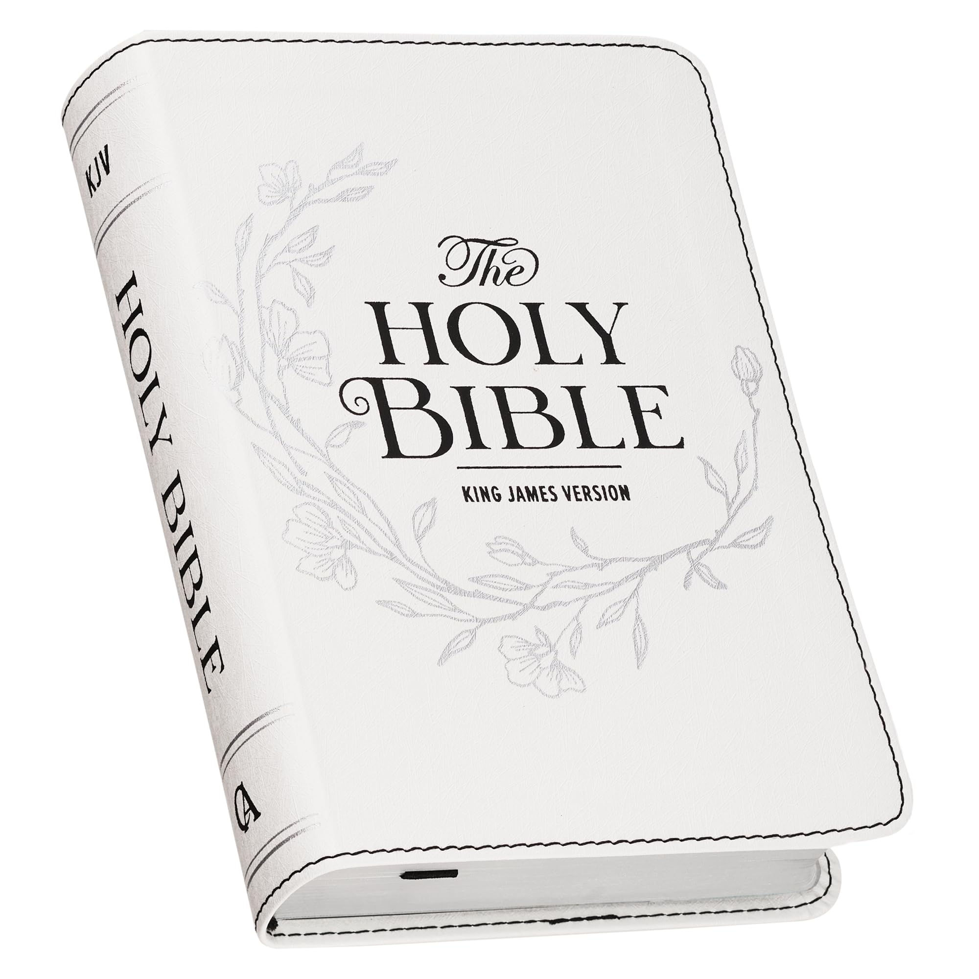 KJV Holy Bible, Compact Large Print Vegan Leather Red Letter Edition - Ribbon Marker, King James Version, Pearlized White (KJV Compact LP Editions)