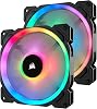 Corsair CO-9050074-WW LL140 RGB Dual Light Loop RGB LED PWM Fan 2 Fan Pack with Lighting Node PRO, 140 mm , Black RGB