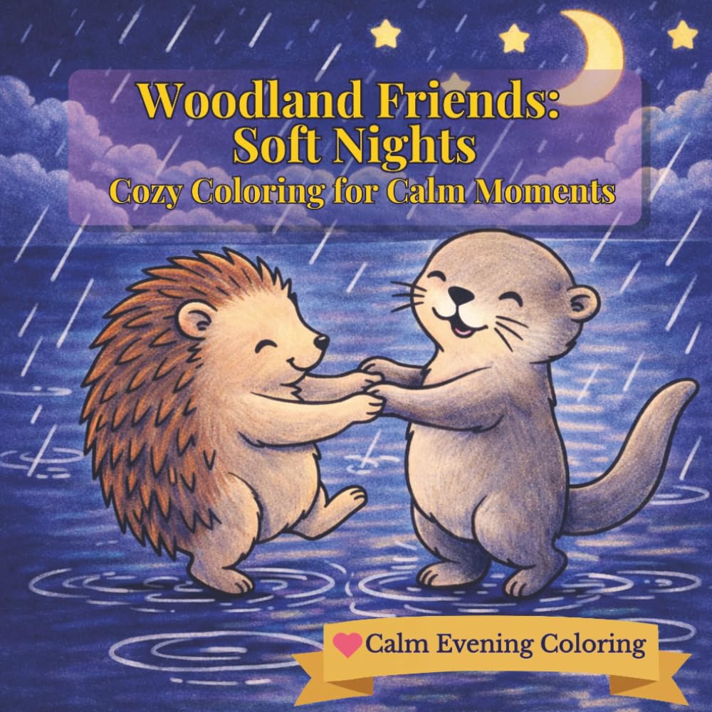 Woodland Friends: Soft Nights: Simple & Calm Coloring Book for Cozy Evenings and Stress Relief