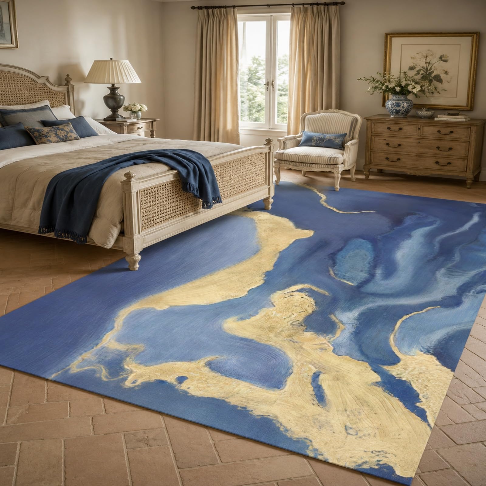 Tapis de salon moderne poils ras 60x120cm abstrait pour chambre adulte et ado