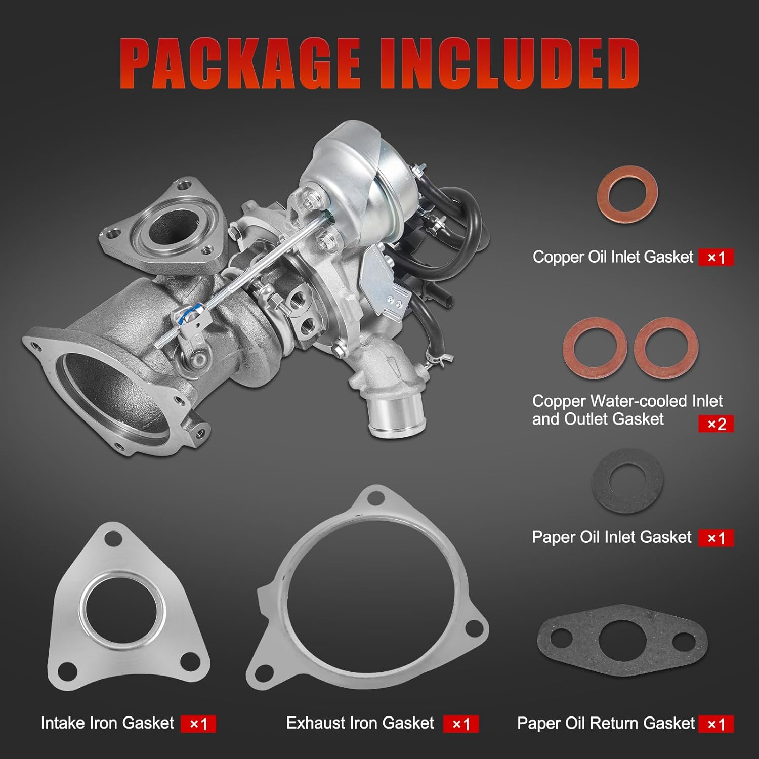 1.6L KP39 Turbocharger with Gaskets Repair kits Compatible with 2013-2016 Ford Escape 2014-2017 Fiesta 2013-2014 Fusion 2014-2015 Transit Connect Replace# 54399700144 CJ5G6K682DA Turbo Charger