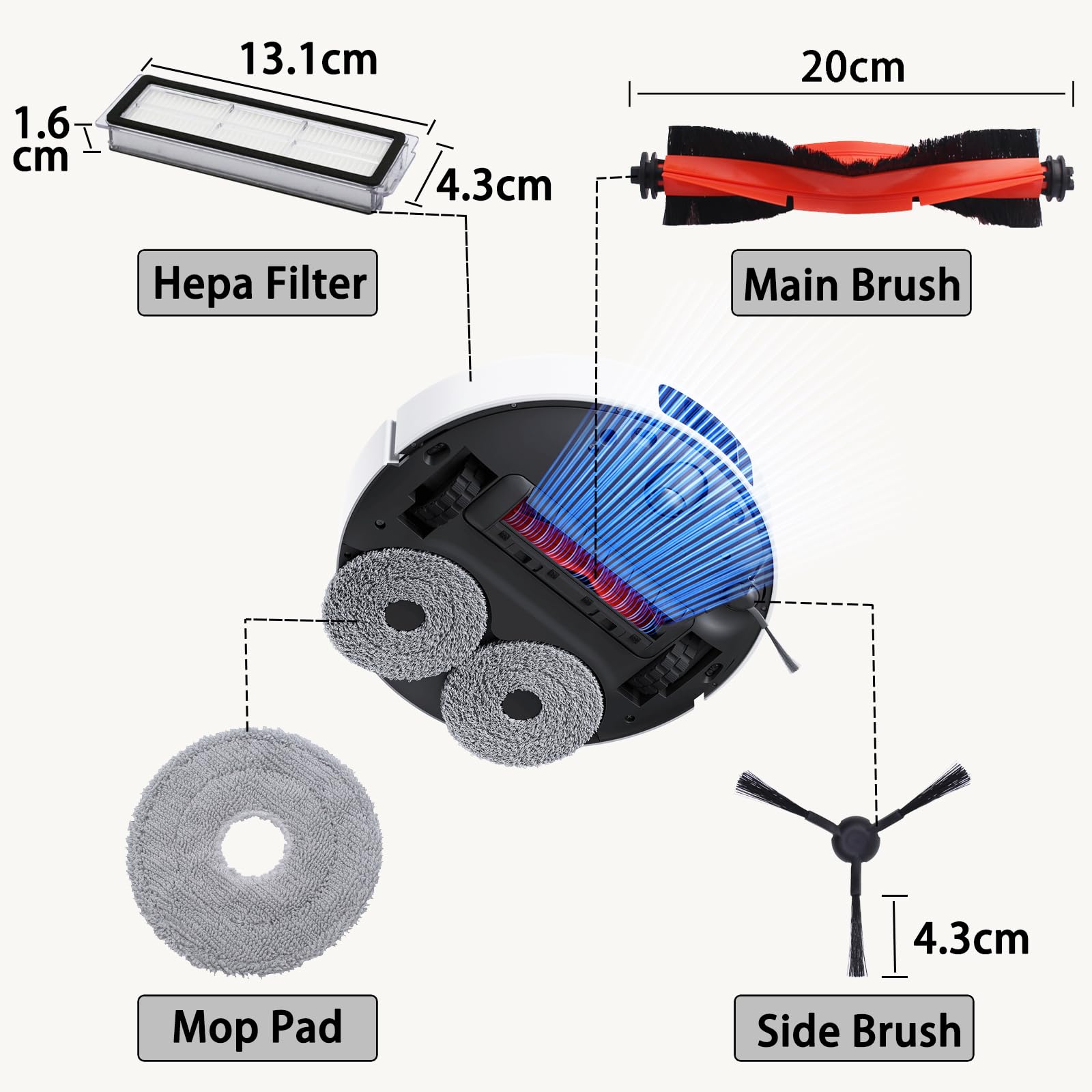 18 stuks accessoires voor Xiaomi Robot Vacuum X20