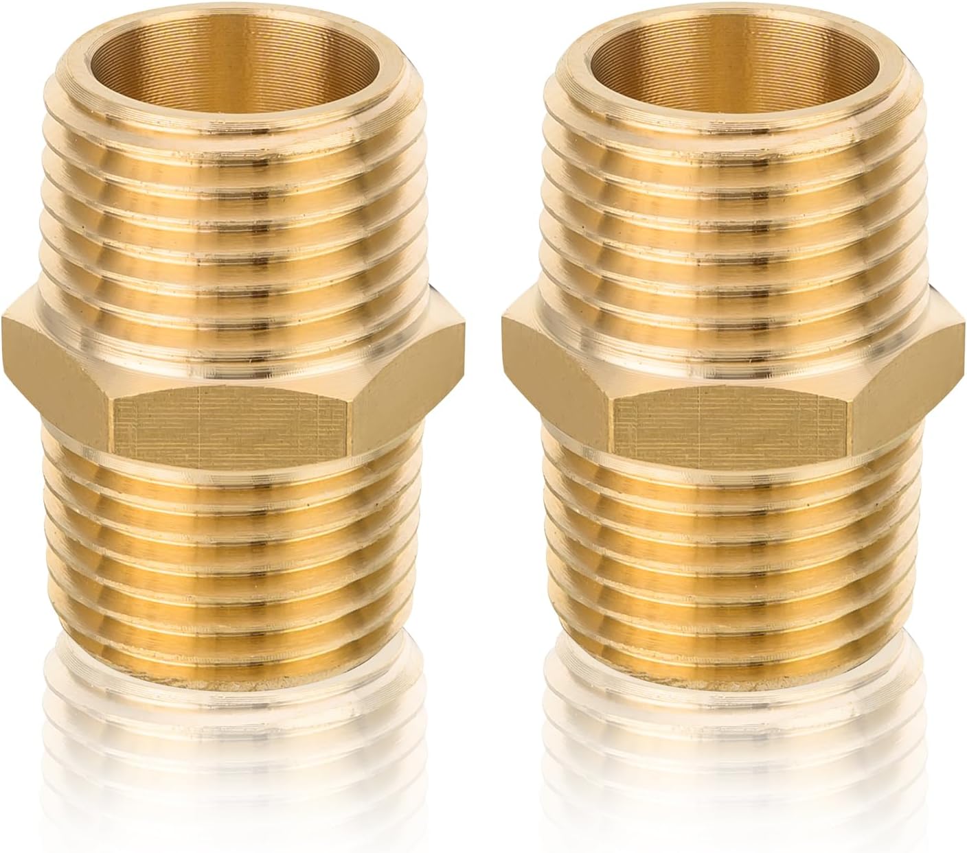 10-PCs HeSun Brass Hex Nipple Pipe Fitting, 3/4" NPT Male x 3/4" NPT Male Nipple Pipe Adapter(NPT014)