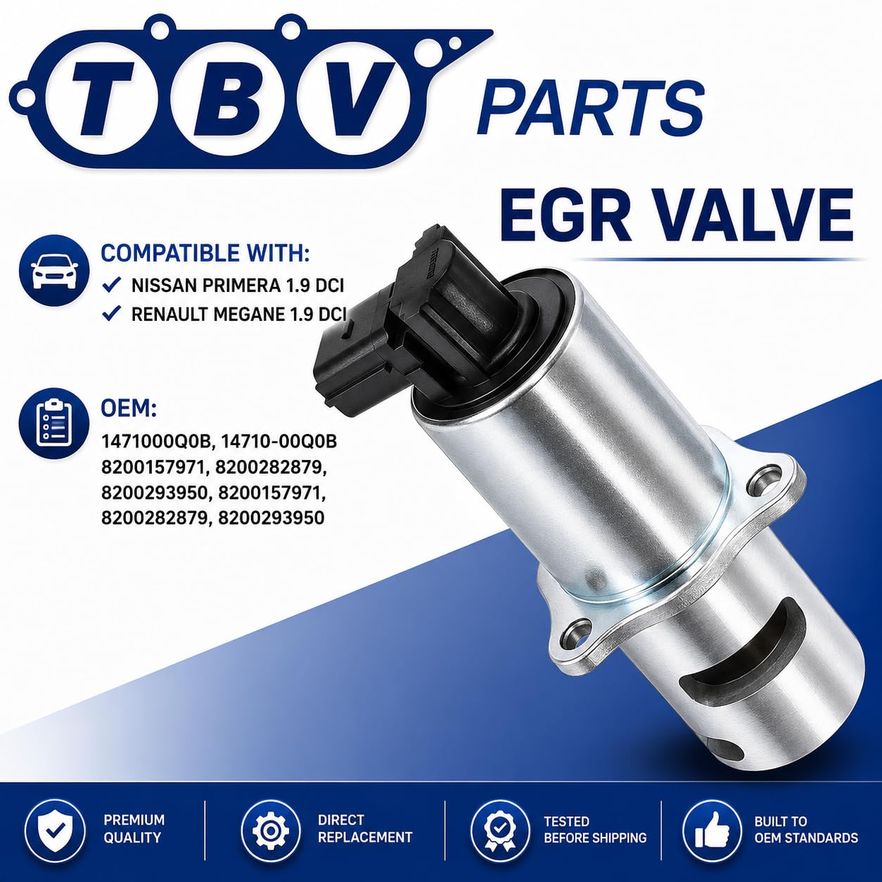 Zawór EGR 1.9 DCI F9Q800 AGR dla pierwszego, Megane II 8200157971 8200282879 8200293950 8200360201 8200467030 820054444444444444444444444440 820 820 822998 1471000Q0B 7.22818.62.0 717720012