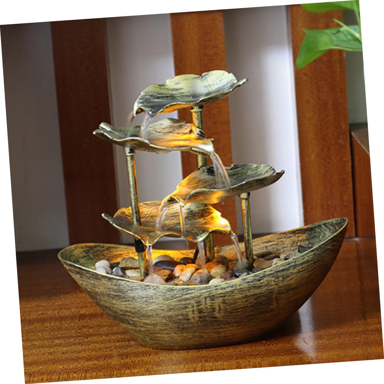Cabilock Fontaine De Bureau Forme Lotus avec Éclairage LED Décoration Intérieur pour Salon Bureau Et Chambre