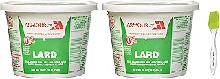 Armour Lard Star Tubs 16 oz (Pack of 2) Bundled with PrimeTime Direct Silicone Basting Brush in a PTD Sealed Bag