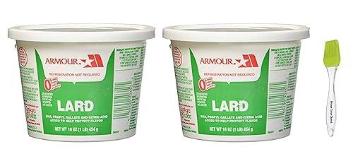 Armour Lard Star Tubs 16 oz paquete de 2 Paquete con cepillo de silicona PrimeTime Direct en una bolsa sellada PTD