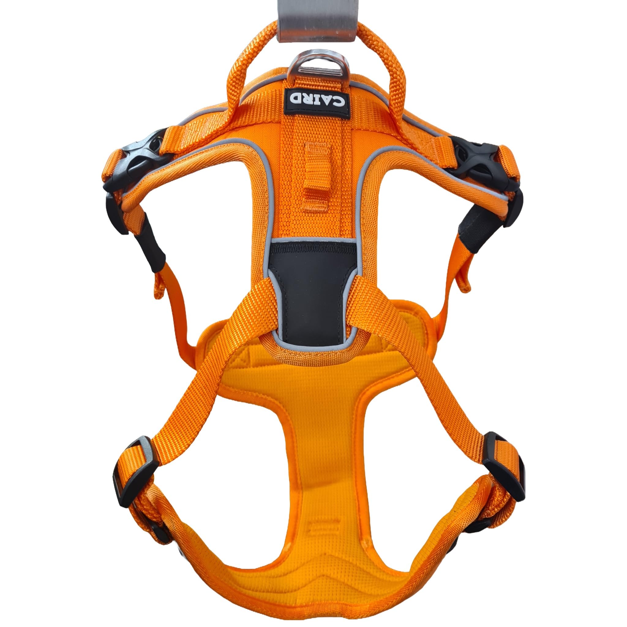 CAIRD Advance Dog Harness Ergonomic Y-Shape No Pull Harness with Handle Reflective & Water Resistant Adjustable Padded Dog Harness Orange (Medium: Neck 43–60cm | Chest 58–90cm)
