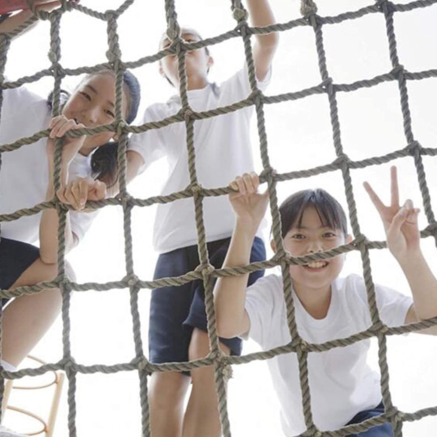 Heavy Duty Climbing Netting for Treehouse & Playground, 2M x 2M (6.5FT x 6.5FT) Safety Rope Net for Outdoor Adventures, Cargo Net for Trucks & Trailers