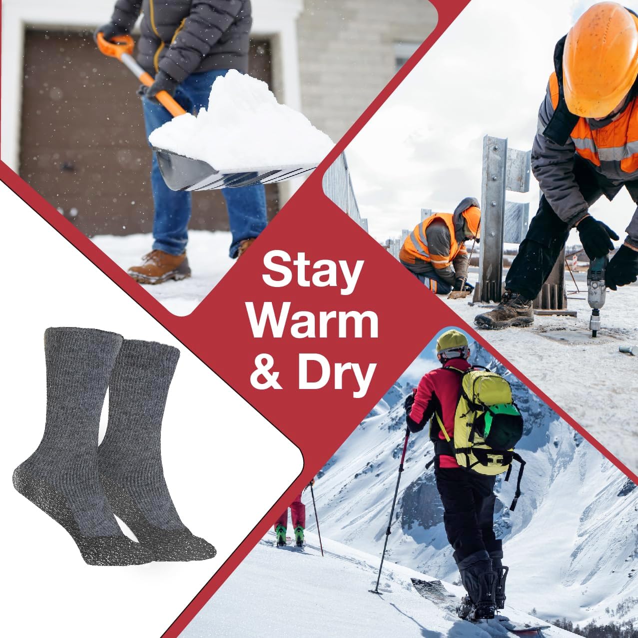 35° BELOW Thermal Insulated 1 or 3 Pk Socks for Men and Women, Designed with Soft Aluminized Loops to Keep Feet Warm and Cozy - Image 9